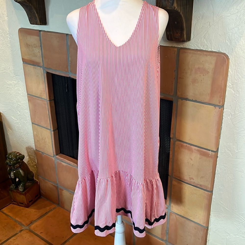 Sailor Sailor Pink and White Striped Tank Style Mini Dress, size L